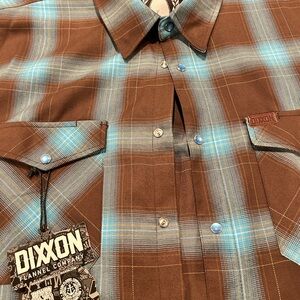 DIXXON Men's Brown and Light Blue Plaid Shirt